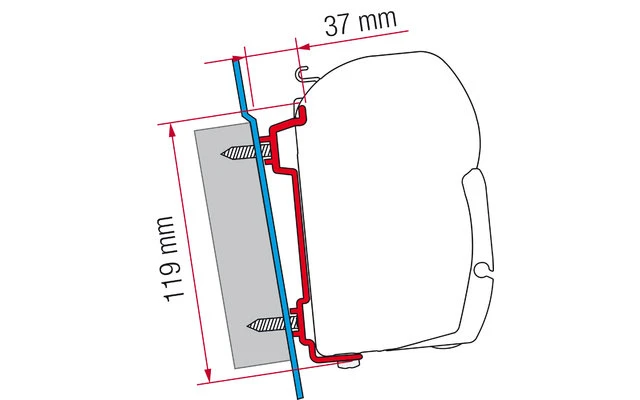 Fiamma Markisenadapter Ford Transit Wandmontage 3 Fiamma Markisenadapter Ford Transit Wandmontage