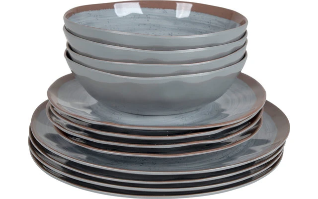Bo-Camp Melamin Geschirr Set 12-tlg. Braun / Grau 3 Bo-Camp Melamin Geschirr Set 12-tlg. Braun / Grau