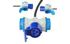 PAT Adapterkabel 150 Cm 3 X 2,5 Mm² Von Schuko Stecker Nach 1x CEE Und 2x Schuko Steckdose -Haus & Outdoor 446930 3407696