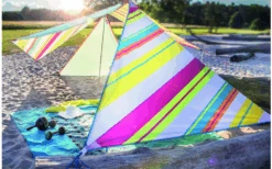 Bent Zip-Canvas Single Verbindbares Sonnensegel 250 X 250 X 250 Cm Limette Gestreift Karibik -Haus & Outdoor 696500 4862600